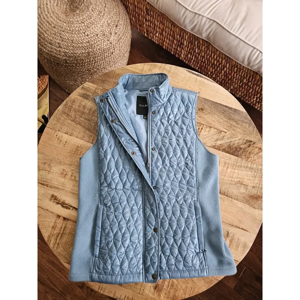 Talbots Quilted Puffer Vest Women's Size S Blue Preppy Outdoors - Picture 6 of 9
